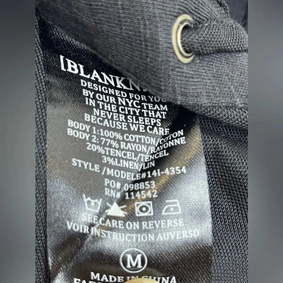 Blank NYC Linen Blend V-Neck Long Sleeve Tunic Top M Assymetric Black Grunge Y2K - Picture 9 of 11